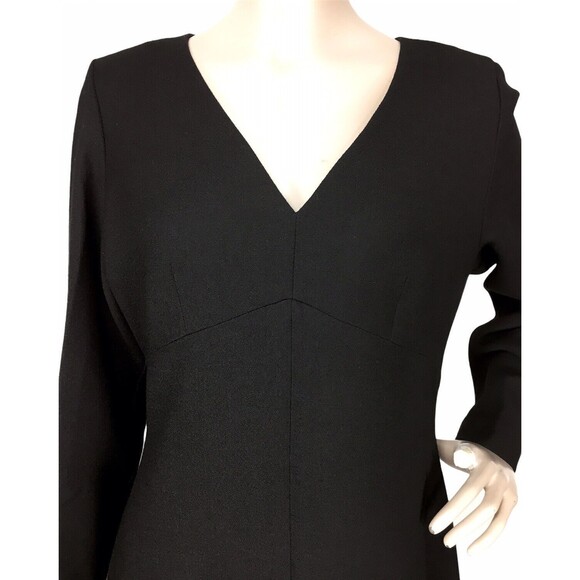 Vintage Yves Saint Laurent Black 100% Wool Darted Bust Sheath Dress Size 10 NWT - Picture 3 of 8